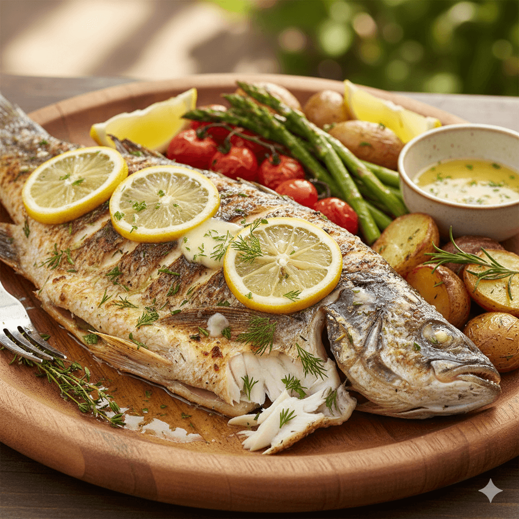 Grilled Barramundi with Lemon Herb Butter